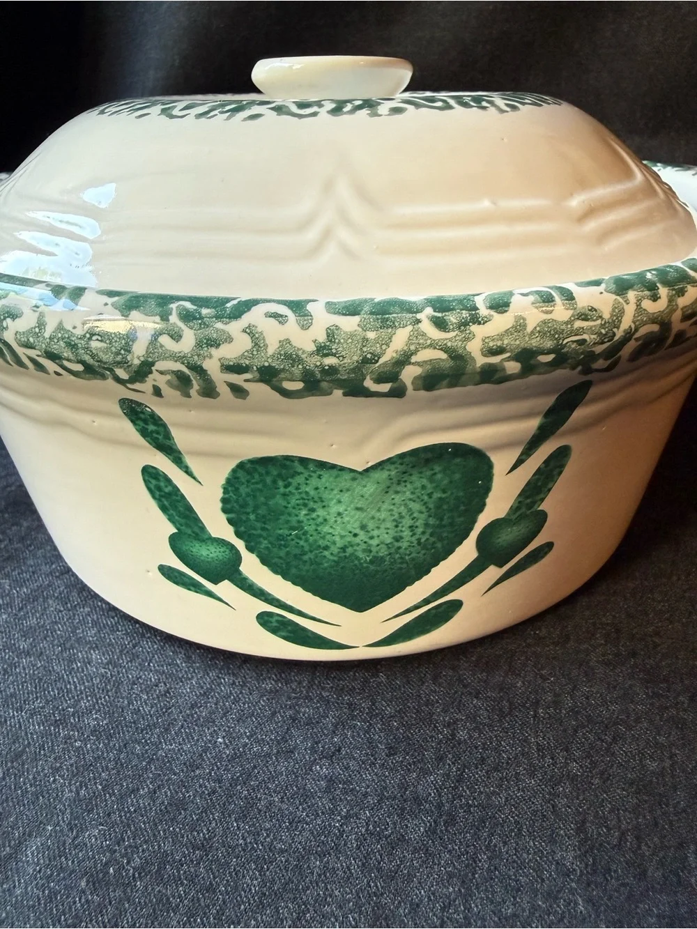 Vintage Corelle Heart Stoneware 2qt Covered Casserole Dish